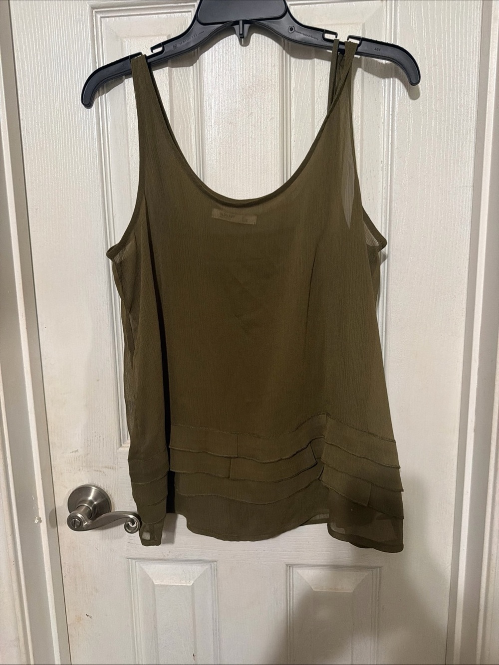 Old Navy Olive Green Layered-Hem Chiffon Tank - Women